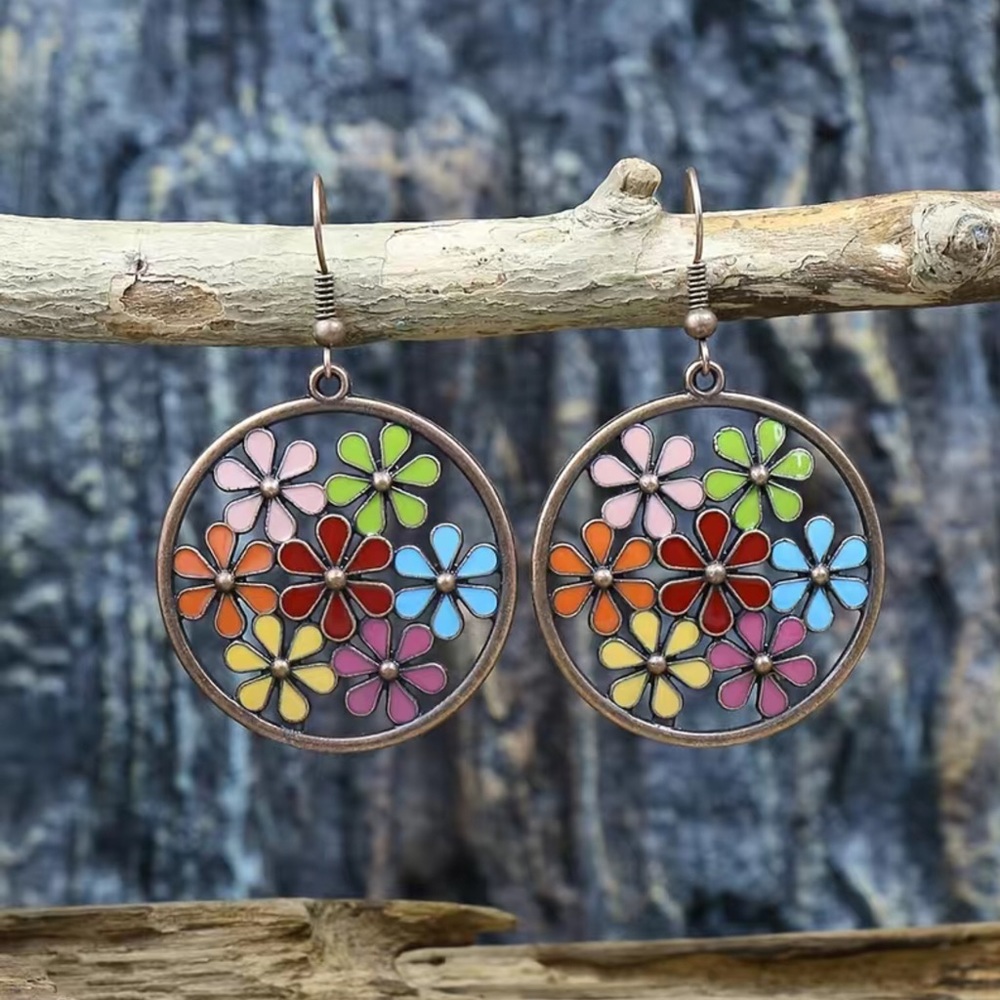 Boho style flower earrings